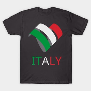 In this picture we see the flag of Italy in an unusual form. And also the name of the state is made in the colors of the flag itself. T-Shirt